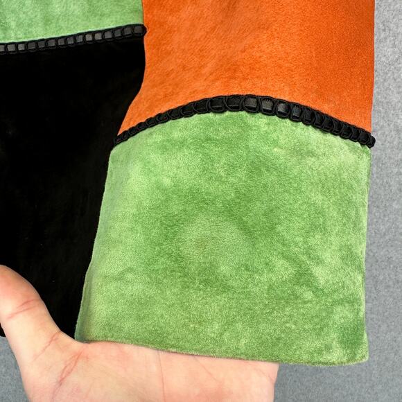 Marcello Soltan Skirt Womens Size M Multicolor Colorblock Suede Leather Back Zip - Picture 5 of 12